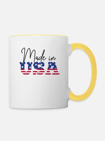 Made in USA - Tasse zweifarbig - Weiß/Gelb