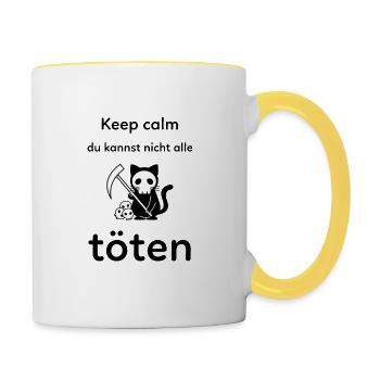 cat keep calm you can't kill them all - Contrasting Mug - white/yellow - Right