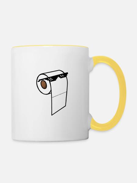 Toilettenpapier-Show - Tasse zweifarbig - Weiß/Gelb