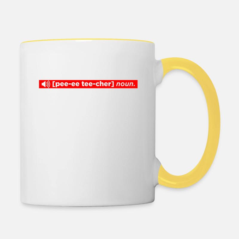 PE Teacher Definition - Contrasting Mug - white/yellow
