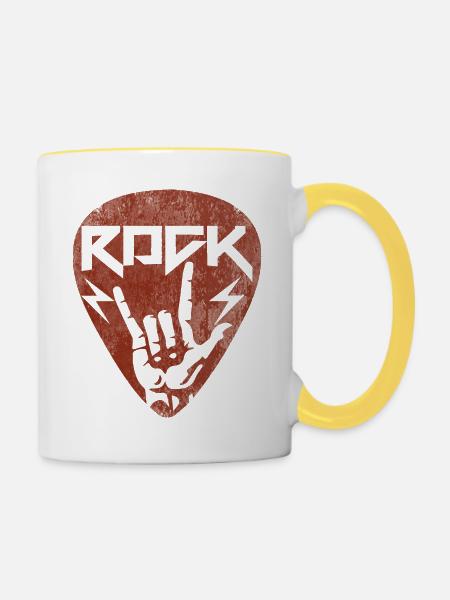 Gitarre Plektrum Rock - Tasse zweifarbig - Weiß/Gelb