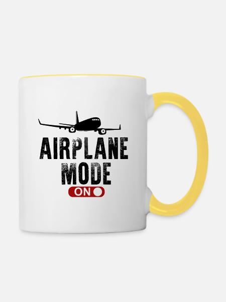 Flugzeug-Modus ein - Tasse zweifarbig - Weiß/Gelb