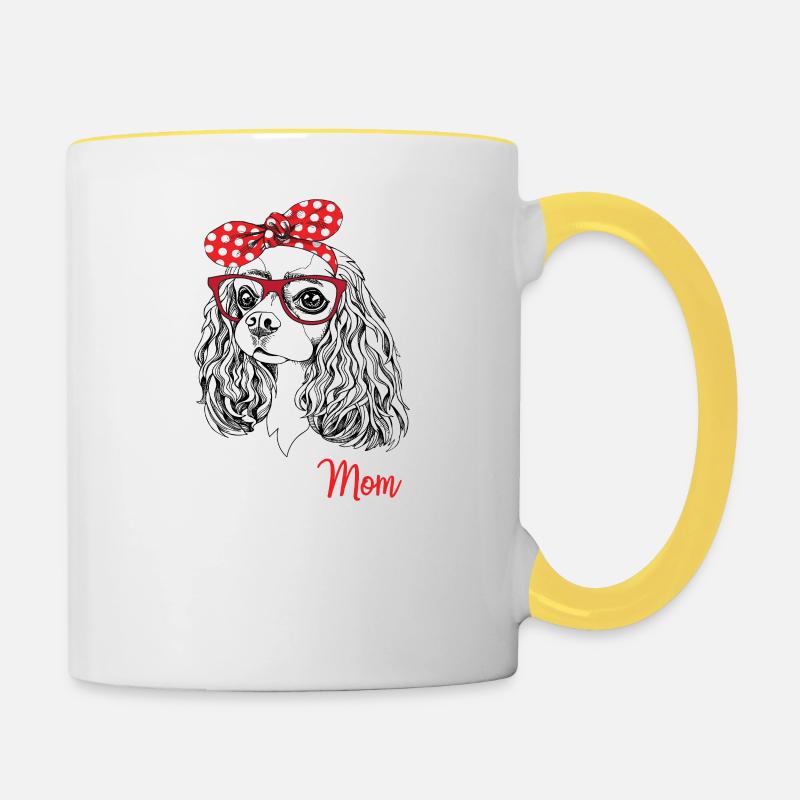 cavalier roi Charles Spaniel - Mug contrasté - blanc/jaune