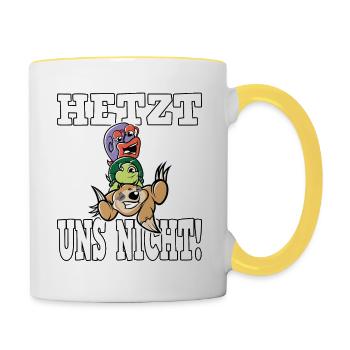 Hetzen Lustige Schnecke Schildkröte Faultier - Tasse zweifarbig - Weiß/Gelb - Rechts
