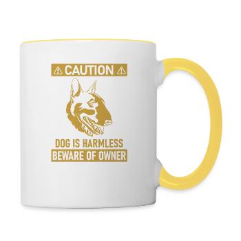 Bull terrier - Mug contrasté - blanc/jaune - Droite