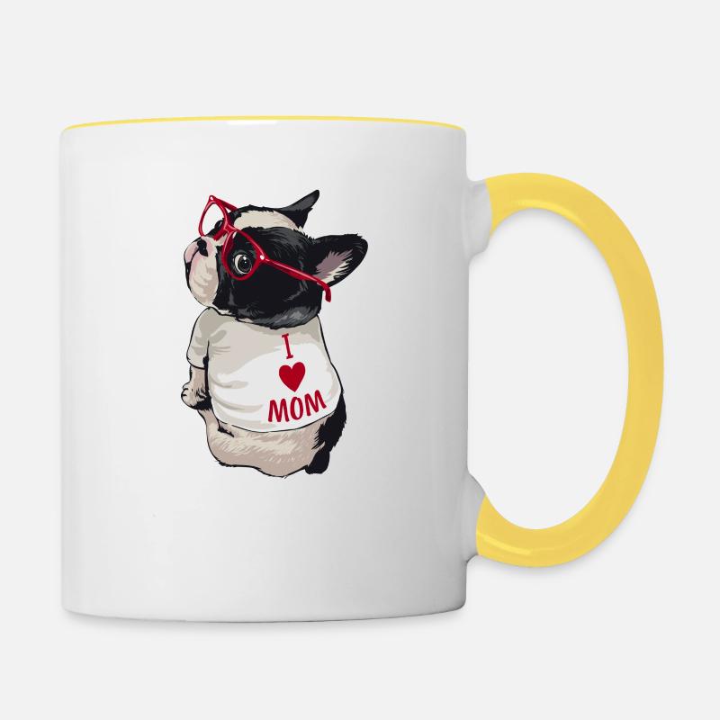 Boston Terrier - Mug contrasté - blanc/jaune