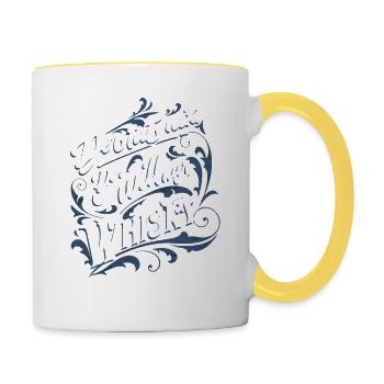 Whisky Vintage Look - Cooler Spruch - Geschenkidee - Tasse zweifarbig - Weiß/Gelb - Rechts