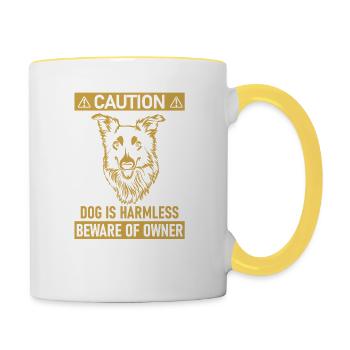 Border Collie - Mug contrasté - blanc/jaune - Droite