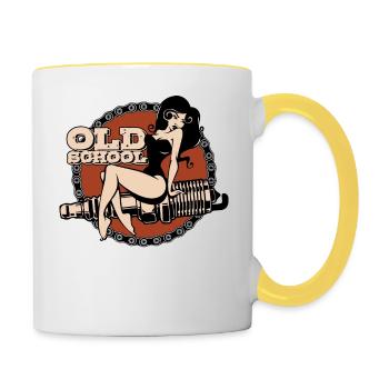 Pinup vintage rockabilly - Contrasting Mug - white/yellow - Right