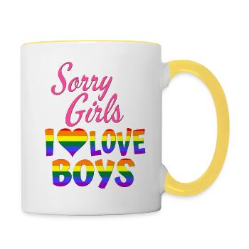 désolé les filles j'aime les garçons - Mug contrasté - blanc/jaune - Droite