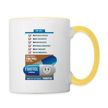 Fukitol Prescription funny physician gift - Contrasting Mug - white/yellow - Right