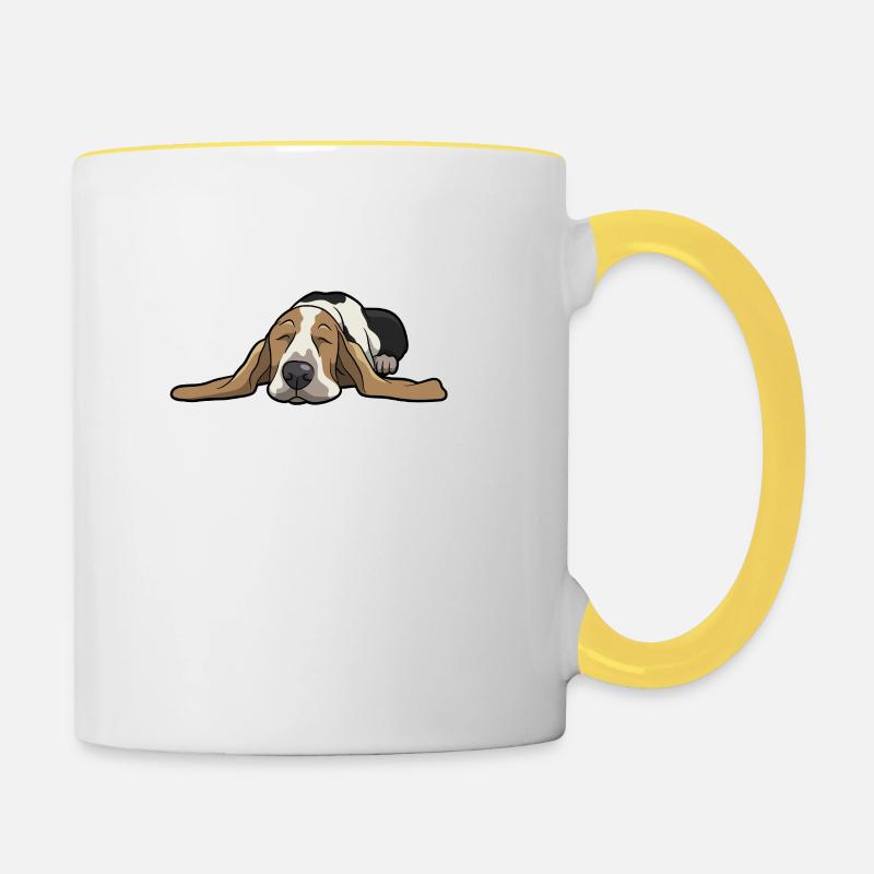 Basset Hound - Mug contrasté - blanc/jaune