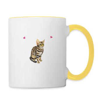 Bengalkatzen - Tasse zweifarbig - Weiß/Gelb - Rechts