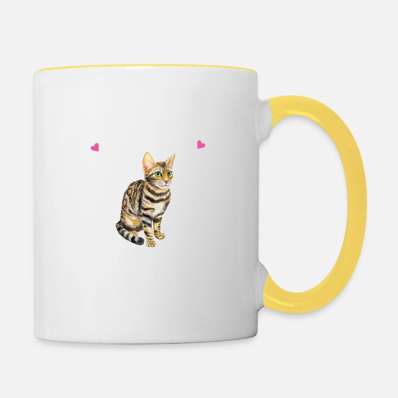 Bengal Cats - Contrasting Mug - white/yellow