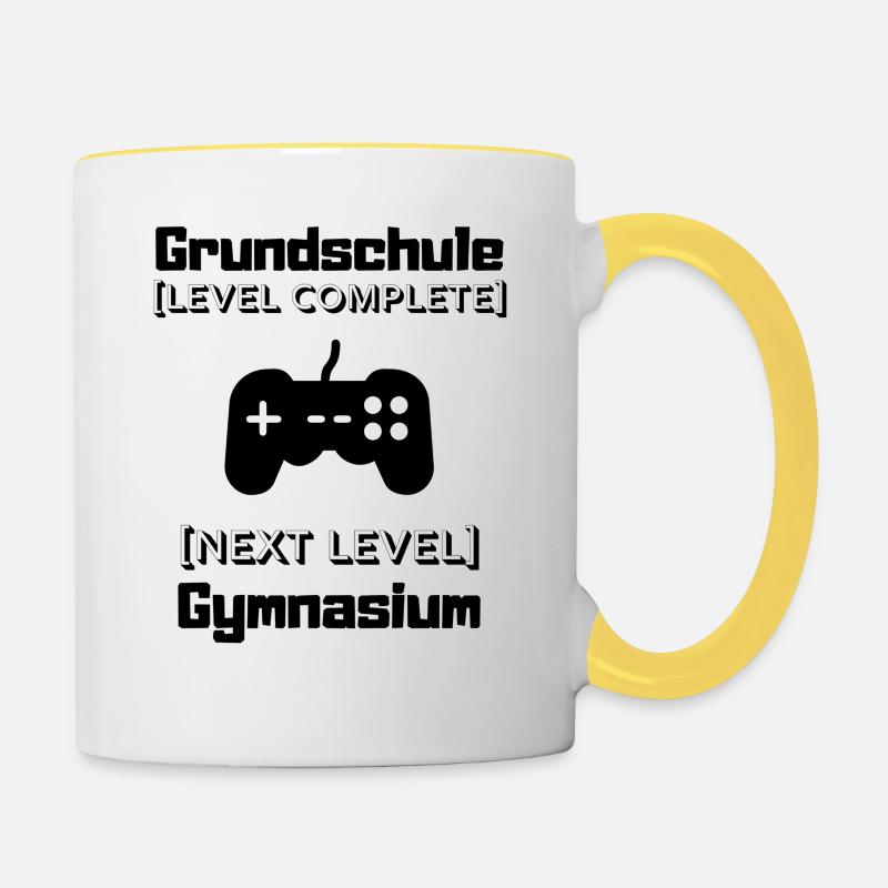 changement d'école école primaire gymnase lycée haup - Mug contrasté - blanc/jaune