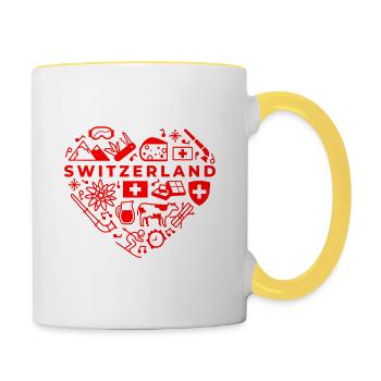 Schweiz - Tasse zweifarbig - Weiß/Gelb - Rechts
