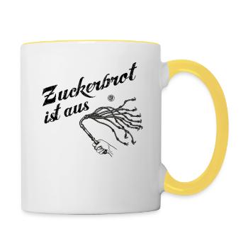 Zuckerbrot ist aus - Tasse zweifarbig - Weiß/Gelb - Rechts