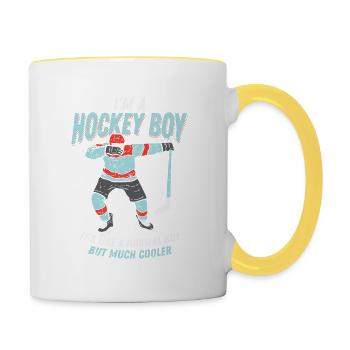 Dabbing Hockey Boy Gift - Contrasting Mug - white/yellow - Right