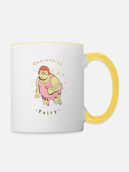 Quarantäne Fee - Tasse zweifarbig - Weiß/Gelb