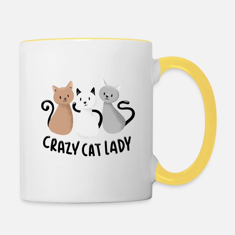 Crazy Cat Lady - Contrasting Mug - white/yellow