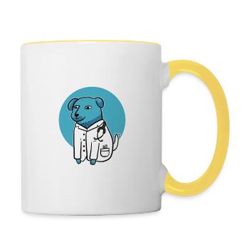 Je suis un cadeau vétérinaire Dogtor - Mug contrasté - blanc/jaune - Droite