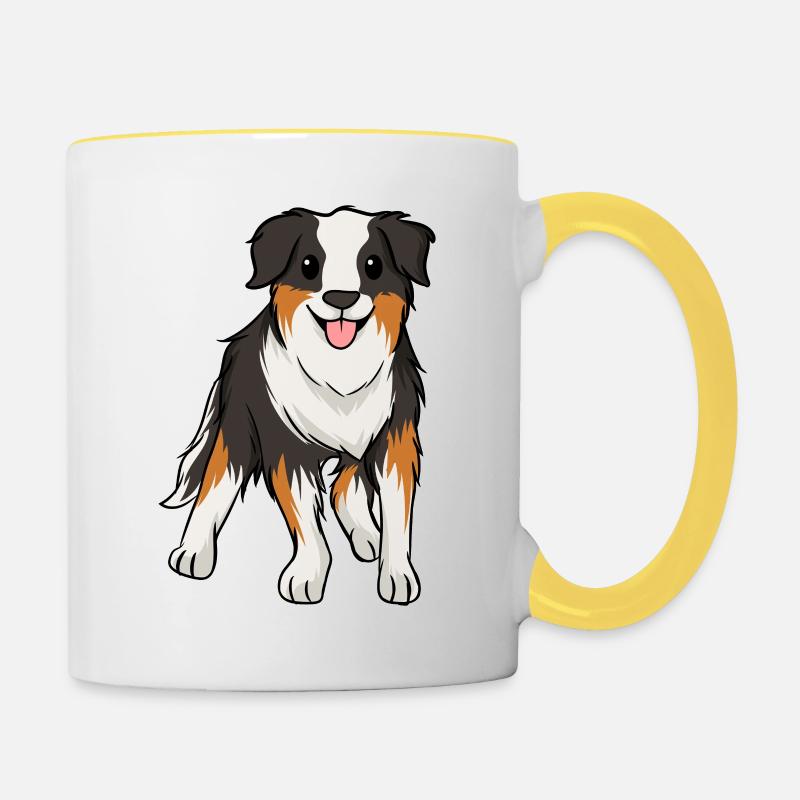 Berger australien - Mug contrasté - blanc/jaune