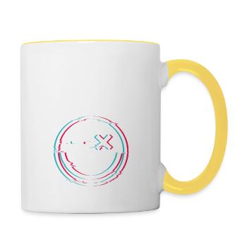 Heute Wird Es Lustig Smile Techno Rave Raver - Tasse zweifarbig - Weiß/Gelb - Rechts