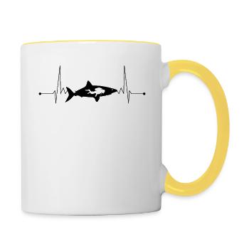 Plongée sous-marine requin plongée requin battement de coeur - Mug contrasté - blanc/jaune - Droite