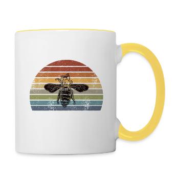 Abeille Miel Abeille Retro - Mug contrasté - blanc/jaune - Droite