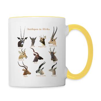 Antilopen auf Safari in Afrika - Tasse zweifarbig - Weiß/Gelb - Rechts