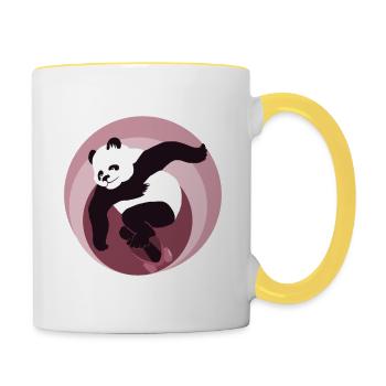 fabelhafter Skatepanda - Tasse zweifarbig - Weiß/Gelb - Rechts