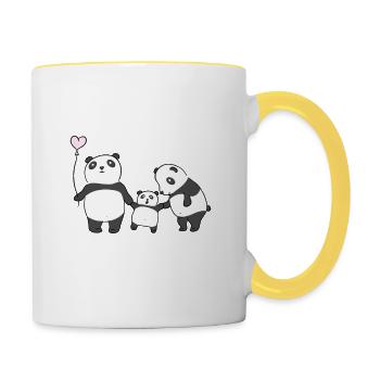 Famille de panda Promenade - Mug contrasté - blanc/jaune - Droite