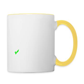 willst du mit mir gehen? Kostenlos Testen Ironie - Tasse zweifarbig - Weiß/Gelb - Rechts