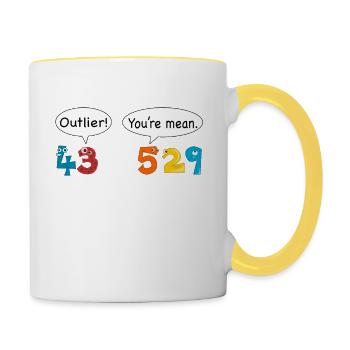 Outlier vs Mean - Statistics and Data Nerd Love - Contrasting Mug - white/yellow - Right
