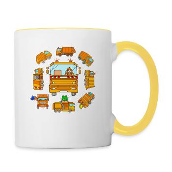 Véhicules de collecte des ordures - Mug contrasté - blanc/jaune - Droite