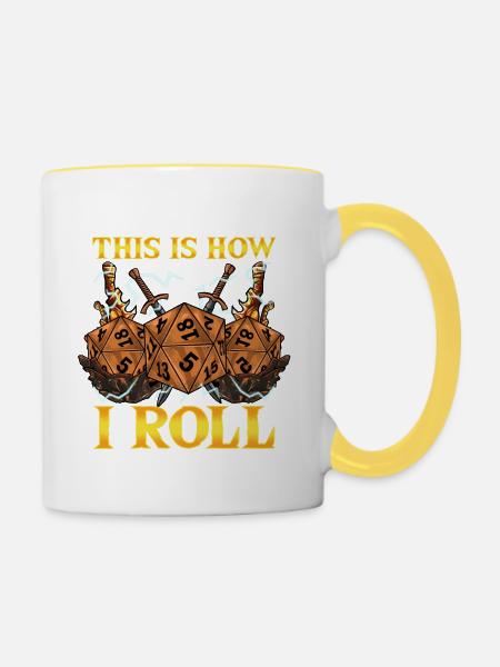 So würfle ich RPG Tabletop-Gaming-Würfel-Wortspiel - Tasse zweifarbig - Weiß/Gelb