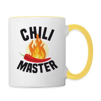 Chili Master Chilli Scharf Essen Geschenk Scoville - Tasse zweifarbig - Weiß/Gelb - Rechts