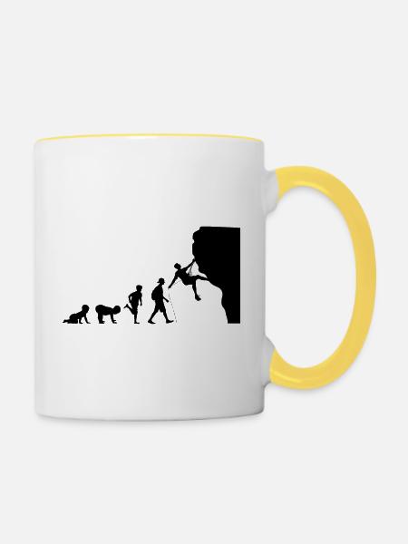 Kletternde Evolution - Tasse zweifarbig - Weiß/Gelb