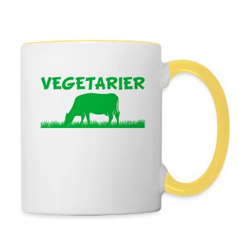 Grillen Griller Grill BBQ Grillsaison Geschenkidee - Tasse zweifarbig - Weiß/Gelb - Rechts