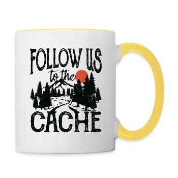 Follow Us To The Cache - Tasse zweifarbig - Weiß/Gelb - Rechts