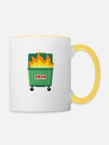 2020 ist Müll - Tasse zweifarbig - Weiß/Gelb