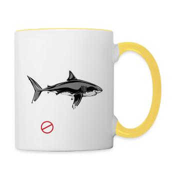 Shark sharks sharks shark sharks gift - Contrasting Mug - white/yellow - Right