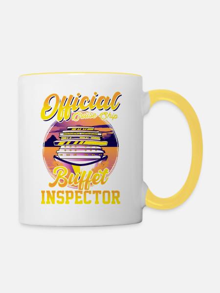 Lustiges offizielles Kreuzfahrtschiff Buffet Inspector Pun - Tasse zweifarbig - Weiß/Gelb