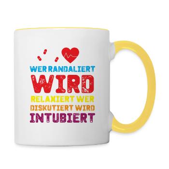 Krankenschwester Geschenk - Tasse zweifarbig - Weiß/Gelb - Rechts