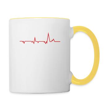 Heartbeat pour triathlon Swim Bike Run - Mug contrasté - blanc/jaune - Droite