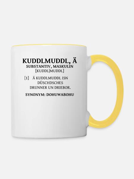 Kuddelmuddel sächsisches Wörterbuch sächsisch - Tasse zweifarbig - Weiß/Gelb