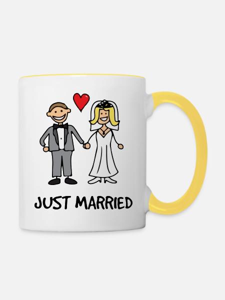 frisch verheiratet - Tasse zweifarbig - Weiß/Gelb