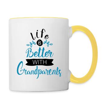 Oma Opa Großeltern Geschenk - Tasse zweifarbig - Weiß/Gelb - Rechts