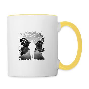 Marchez seul jusqu’à la rivière - Mug contrasté - blanc/jaune - Droite