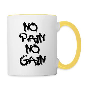 No Pain No Gain - Tasse zweifarbig - Weiß/Gelb - Rechts